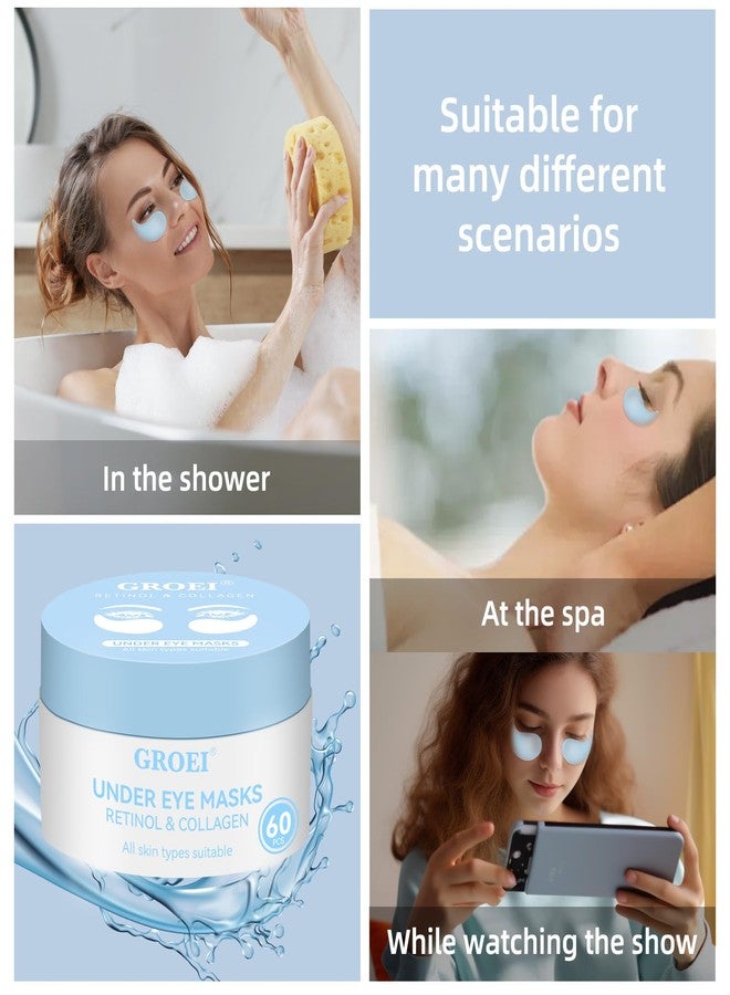 GROEI 60Pcs Eye Patches for Puffy Eyes – Retinol Collagen Hydrogel Under Eye Patches - Dark Circles, Fine Lines – Hydrating, Firming, Brightening Skincare for All Skin Types - Image 5